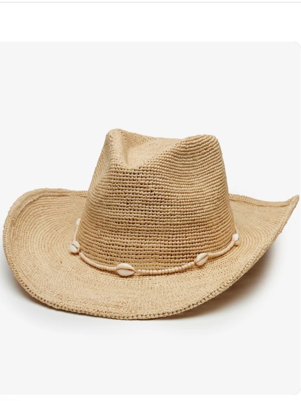 Wyeth shell trim raffia cowboy hat